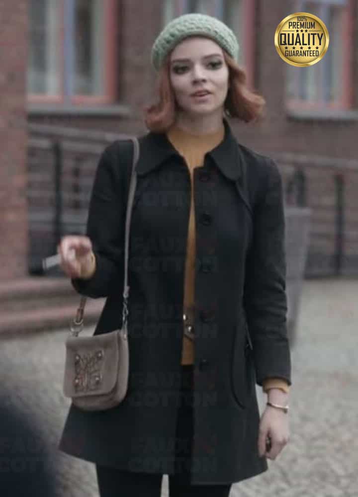 Queen’s Gambit Beth Harmon ( Anya Taylor ) Black Wool Coat